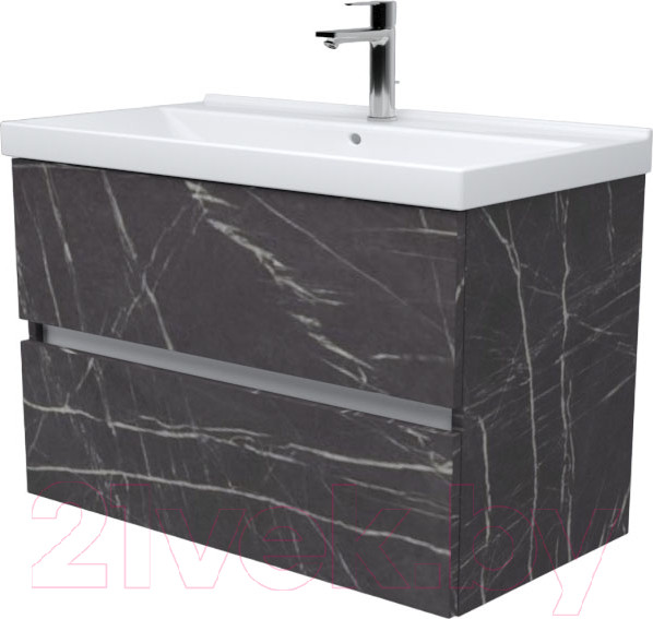 Изображение товара Тумба под умывальник Дабер 011 80 / Т11.8.0.12Б_light (с подсветкой, мрамор черный/белый)