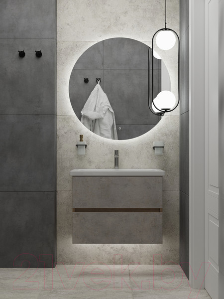 Изображение товара Тумба под умывальник Дабер 011 WeltWasser Deilbach 7517-60 / Т11.6W.0.7_light (с подсветкой, дуб канзас коричневый/бетон чикаго)