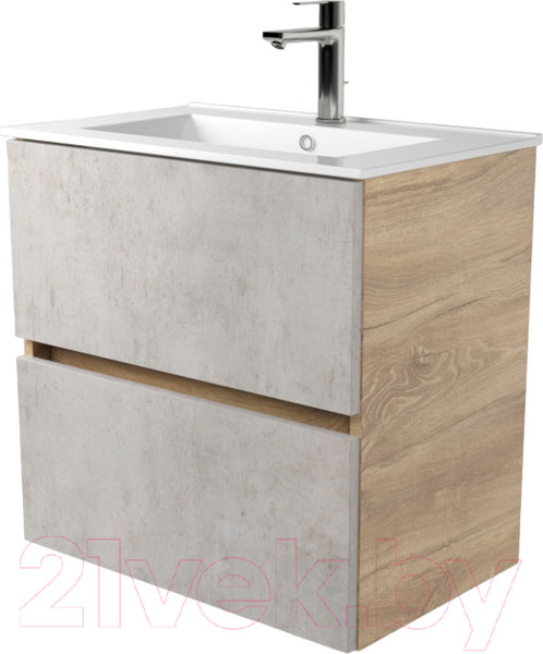 Изображение товара Тумба под умывальник Дабер 011 WeltWasser Deilbach 7517-60 / Т11.6W.0.7_light (с подсветкой, дуб канзас коричневый/бетон чикаго)