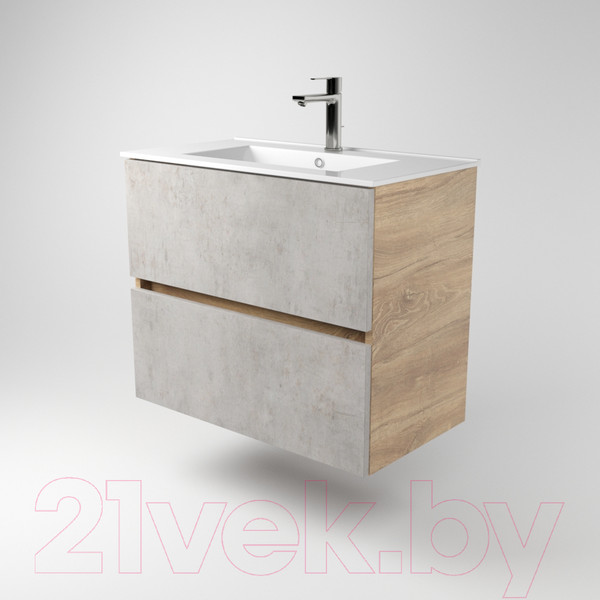 Изображение товара Тумба под умывальник Дабер 011 WeltWasser Deilbach 7517-70 / Т11.7W.0.7_light (с подсветкой, дуб канзас коричневый/бетон чикаго)