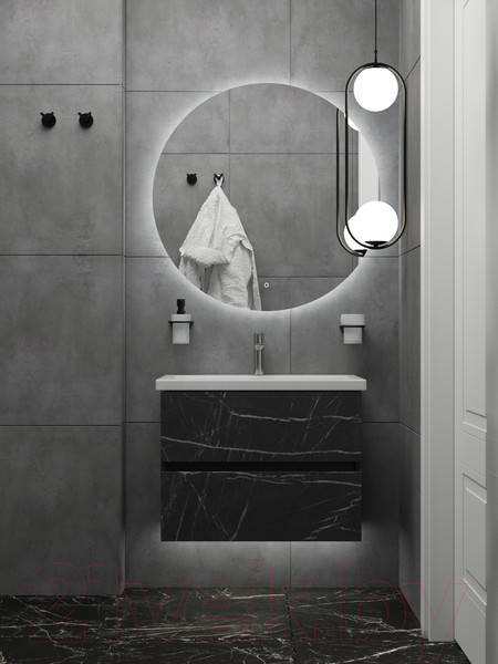 Изображение товара Тумба под умывальник Дабер 011 WeltWasser Deilbach 7517-70 / Т11.7W.0.12Ч_light (с подсветкой, мрамор черный/черный)