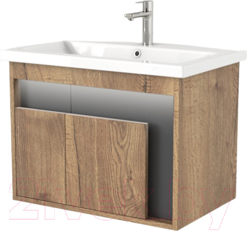 Изображение товара Тумба под умывальник Дабер 016 60 / Т16.6.0.22_light (с подсветкой, дуб галифакс/серый)