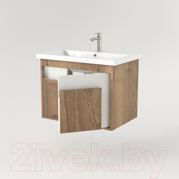 Изображение товара Тумба под умывальник Дабер 016 70 / Т16.7.0.21_light (с подсветкой, дуб галифакс/белый)