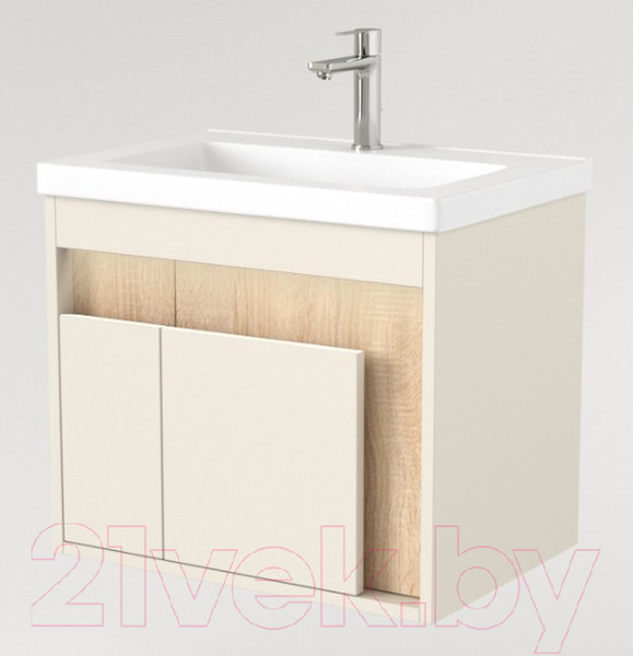 Изображение товара Тумба под умывальник Дабер 016 Тобага/Эридан/Артвин 60 / Т16.6Т.0.18_light (с подсветкой, бежевый/дуб бардолино)
