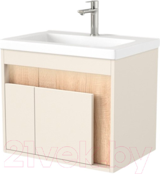 Изображение товара Тумба под умывальник Дабер 016 Тобага/Эридан/Артвин 60 / Т16.6Т.0.18_light (с подсветкой, бежевый/дуб бардолино)
