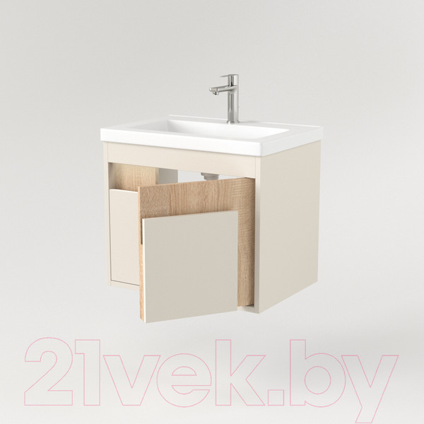 Изображение товара Тумба под умывальник Дабер 016 Тобага/Эридан/Артвин 60 / Т16.6Т.0.18_light (с подсветкой, бежевый/дуб бардолино)