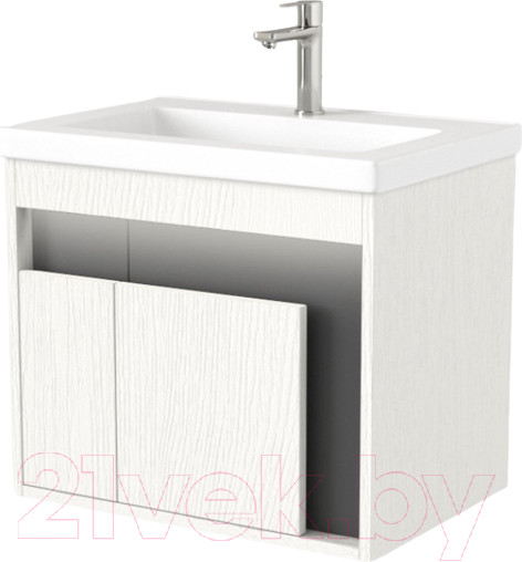 Изображение товара Тумба под умывальник Дабер 016 Тобага/Эридан/Артвин 60 / Т16.6Т.0.20_light (с подсветкой, белый древесный/серый)