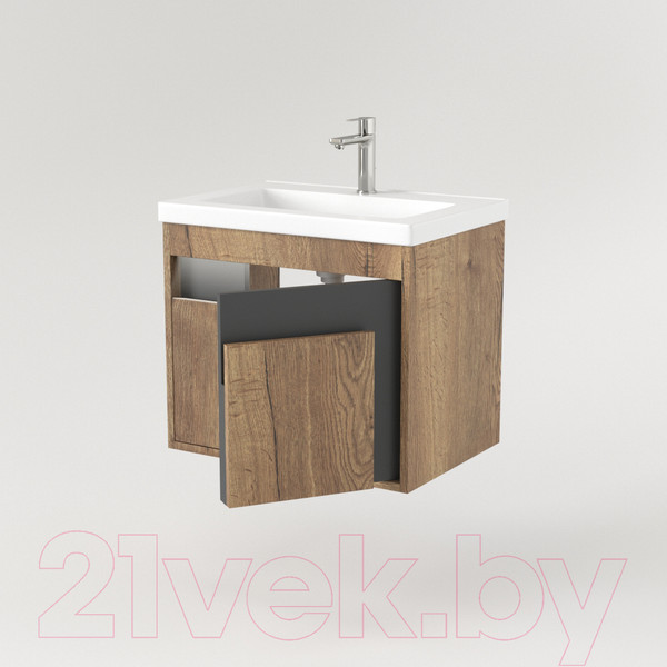 Изображение товара Тумба под умывальник Дабер 016 Тобага/Эридан/Артвин 60 / Т14.6Т.0.22_light (с подсветкой, дуб галифакс/серый)
