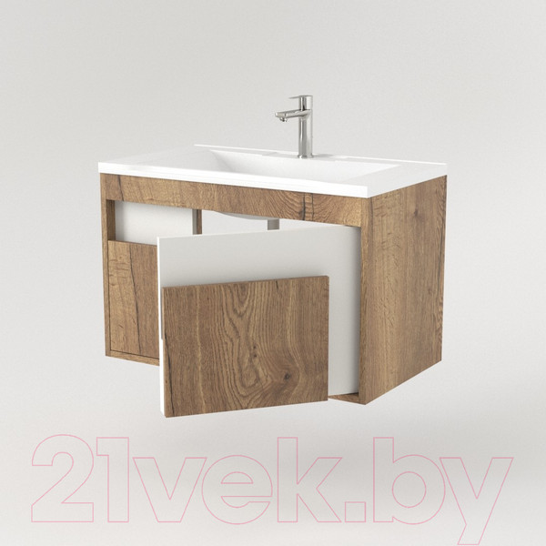 Изображение товара Тумба под умывальник Дабер 016 Тобага/Эридан 80 / Т16.8Т.0.21_light (с подсветкой, дуб галифакс/белый)
