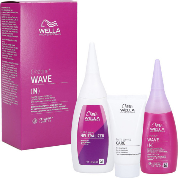 Изображение товара Набор для химической завивки Wella Professionals Creatine+ Wave (N) Лосьон+Фиксатор+Лосьон (75мл+100мл+30мл)