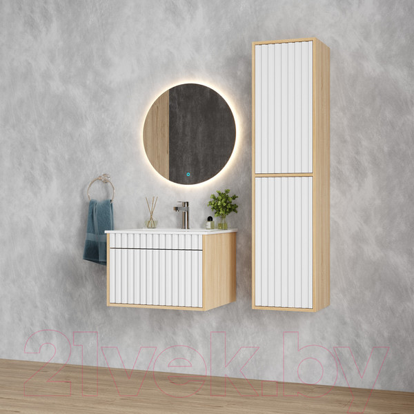 Изображение товара Шкаф-полупенал для ванной Onika Дайлер 35 / 403568 (белый/дуб сонома)