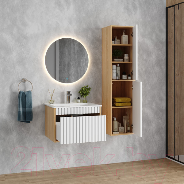 Изображение товара Шкаф-полупенал для ванной Onika Дайлер 35 / 403568 (белый/дуб сонома)