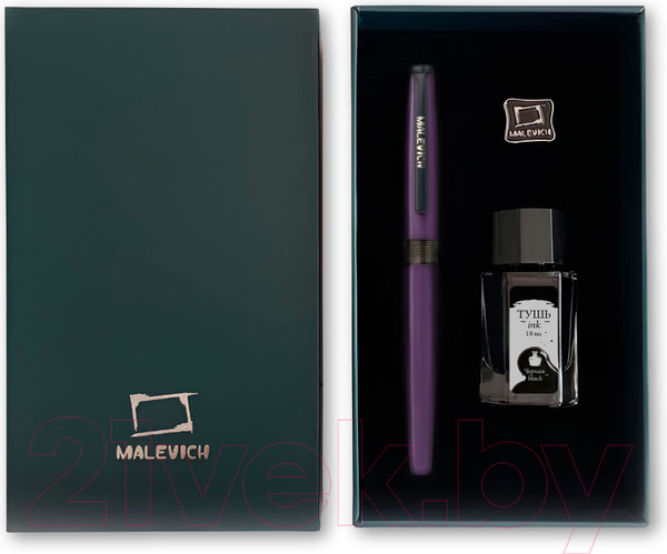 Изображение товара Ручка перьевая Малевичъ С черной тушью и значком / 196432 (фиолетовый)
