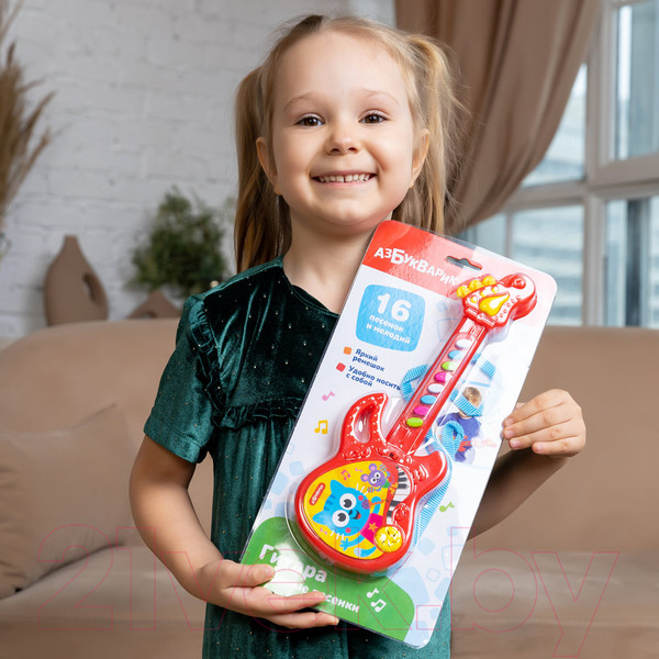Изображение товара Музыкальная игрушка Азбукварик Гитара. Любимые песенки 3123А (красный)