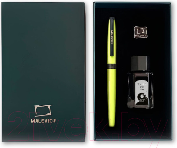 Изображение товара Ручка перьевая Малевичъ С черной тушью и значком / 196435 (зеленая мята)