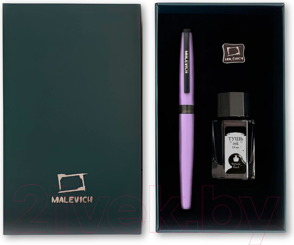 Изображение товара Ручка перьевая Малевичъ С черной тушью и значком / 196437 (сиреневый)