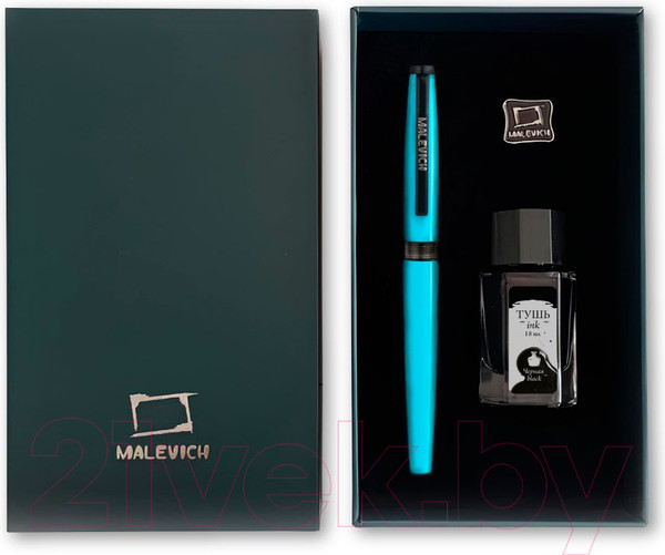 Изображение товара Ручка перьевая Малевичъ С черной тушью и значком / 196438 (бирюзовый)