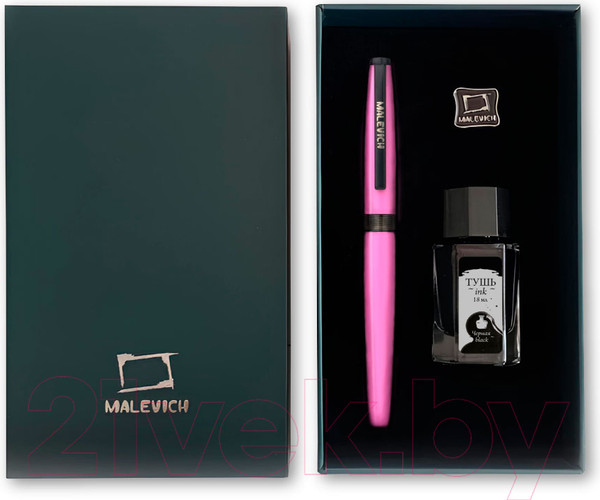 Изображение товара Ручка перьевая Малевичъ С черной тушью и значком / 196439 (розовый)