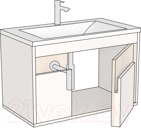 Изображение товара Тумба под умывальник Дабер 016 Cersanit Como 70 / Т16.7C.0.21 (дуб галифакс/белый)