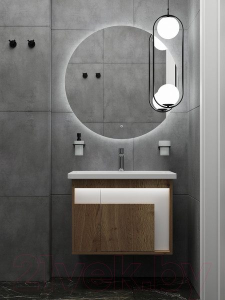 Изображение товара Тумба под умывальник Дабер 016 Cersanit Como 70 / Т16.7C.0.21_light (с подсветкой, дуб галифакс/белый)