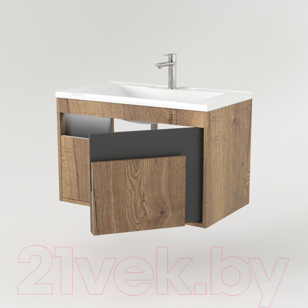 Изображение товара Тумба под умывальник Дабер 016 Cersanit Como 70 / Т16.7C.0.22_light (с подсветкой, дуб галифакс/серый)