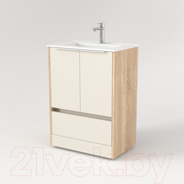 Изображение товара Тумба под умывальник Дабер 017 WeltWasser Deilbach 7517-60 / Т17.6W.0.18Б (бежевый/дуб бардолино/ручка белая)