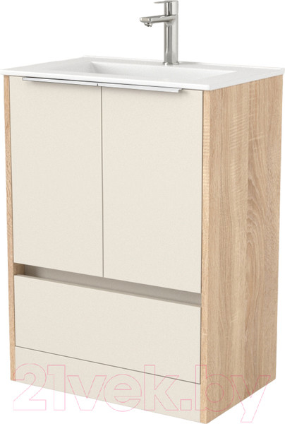 Изображение товара Тумба под умывальник Дабер 017 WeltWasser Deilbach 7517-60 / Т17.6W.0.18Б (бежевый/дуб бардолино/ручка белая)