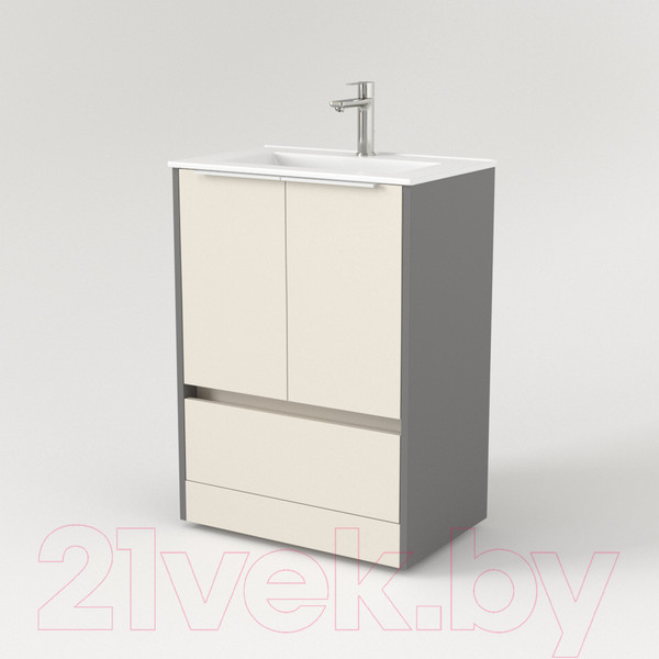 Изображение товара Тумба под умывальник Дабер 017 WeltWasser Deilbach 7517-60 / Т17.6W.0.19Б (бежевый/серый/ручка белая)