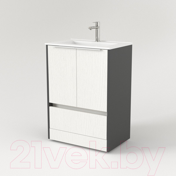 Изображение товара Тумба под умывальник Дабер 017 WeltWasser Deilbach 7517-60 /Т17.6W.0.20Б (белый древесный/серый/ручка белая)