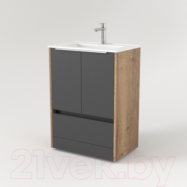Изображение товара Тумба под умывальник Дабер 017 WeltWasser Deilbach 7517-60 / Т17.6W.0.22Б (дуб галифакс/серый/ручка белая)