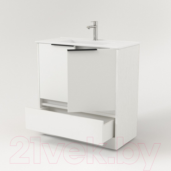 Изображение товара Тумба под умывальник Дабер 017 WeltWasser Deilbach 7517-60 / Т17.6W.0.5Ч (белый древесный/ручка черная)