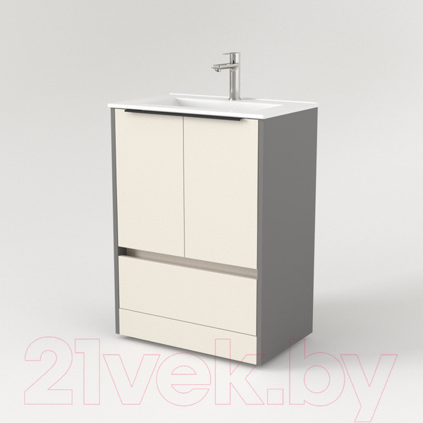 Изображение товара Тумба под умывальник Дабер 017 WeltWasser Deilbach 7517-60 / Т17.6W.0.19Ч (бежевый/серый/ручка черная)