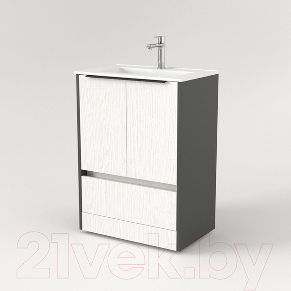 Изображение товара Тумба под умывальник Дабер 017 WeltWasser Deilbach 7517-60 / Т17.6W.0.20Ч (белый древесный/серый/ручка черная)