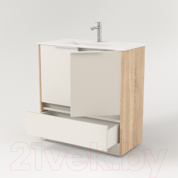 Изображение товара Тумба под умывальник Дабер 017 WeltWasser Deilbach 7517-70 / Т17.7W.0.18Б (бежевый/дуб бардолино/ручка белая)