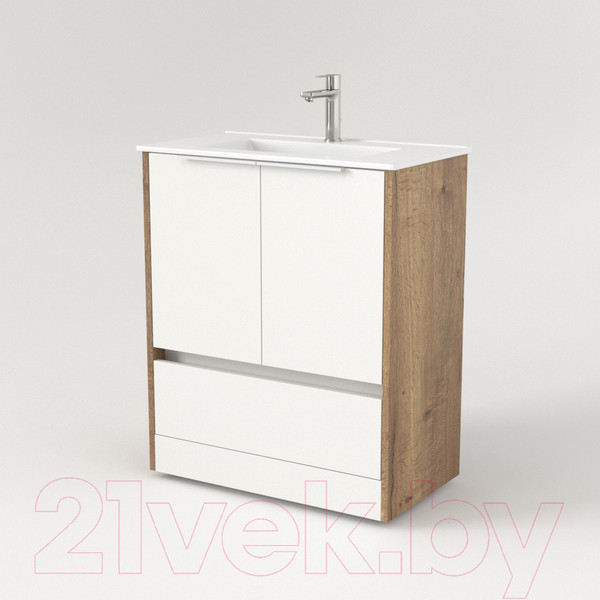 Изображение товара Тумба под умывальник Дабер 017 WeltWasser Deilbach 7517-70 / Т17.7W.0.21Б (дуб галифакс/белый/ручка белая)