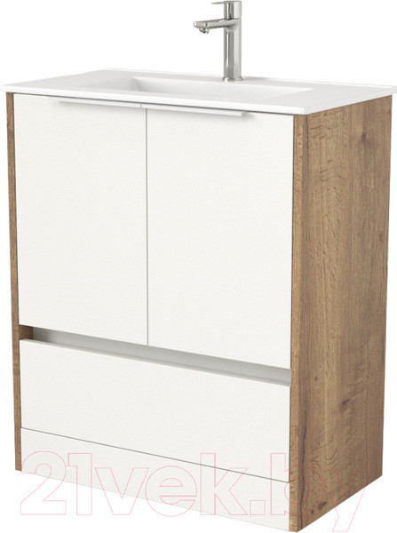 Изображение товара Тумба под умывальник Дабер 017 WeltWasser Deilbach 7517-70 / Т17.7W.0.21Б (дуб галифакс/белый/ручка белая)