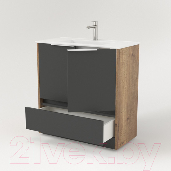 Изображение товара Тумба под умывальник Дабер 017 WeltWasser Deilbach 7517-70 / Т17.7W.0.22Б (дуб галифакс/серый/ручка белая)