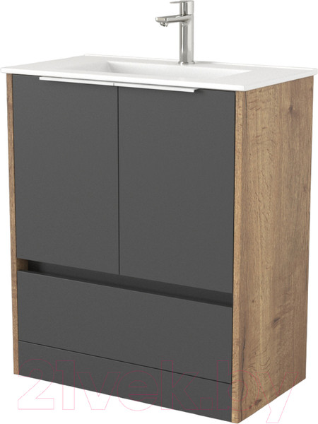 Изображение товара Тумба под умывальник Дабер 017 WeltWasser Deilbach 7517-70 / Т17.7W.0.22Б (дуб галифакс/серый/ручка белая)