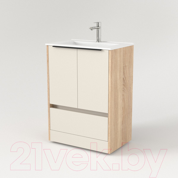 Изображение товара Тумба под умывальник Дабер 017 WeltWasser Deilbach 7517-70 / Т17.7W.0.18Ч (бежевый/дуб бардолино/ручка черная)