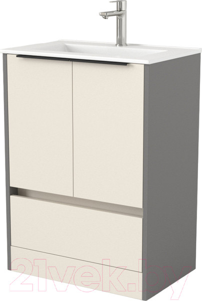 Изображение товара Тумба под умывальник Дабер 017 WeltWasser Deilbach 7517-70 / Т17.7W.0.19Ч (бежевый/серый/ручка черная)