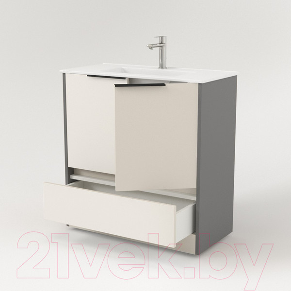 Изображение товара Тумба под умывальник Дабер 017 WeltWasser Deilbach 7517-70 / Т17.7W.0.19Ч (бежевый/серый/ручка черная)