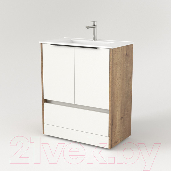 Изображение товара Тумба под умывальник Дабер 017 WeltWasser Deilbach 7517-70 / Т17.7W.0.21Ч (дуб галифакс/белый/ручка черная)