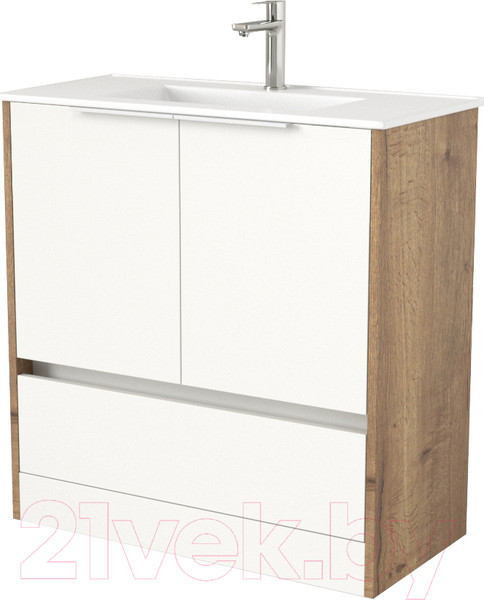 Изображение товара Тумба под умывальник Дабер 017 WeltWasser Deilbach 7517-80 / Т17.8W.0.21Б (дуб галифакс/белый/ручка белая)