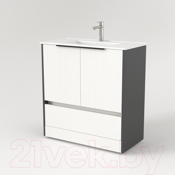 Изображение товара Тумба под умывальник Дабер 017 WeltWasser Deilbach 7517-80 / Т17.8W.0.20Ч (белый древесный/серый/ручка черная)