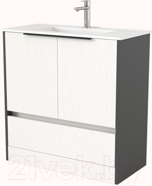 Изображение товара Тумба под умывальник Дабер 017 WeltWasser Deilbach 7517-80 / Т17.8W.0.20Ч (белый древесный/серый/ручка черная)