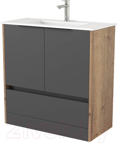 Изображение товара Тумба под умывальник Дабер 017 WeltWasser Deilbach 7517-80 / Т17.8W.0.22Ч (дуб галифакс/серый/ручка черная)