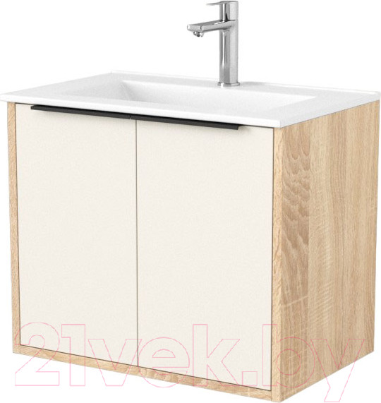 Изображение товара Тумба под умывальник Дабер 018 60 / Т18.6.0.18Ч (бежевый/дуб бардолино/ручка черная)