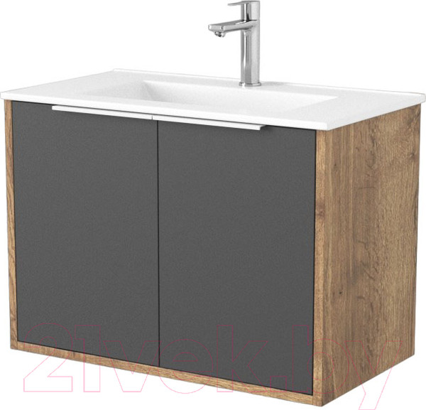 Изображение товара Тумба под умывальник Дабер 018 70 / Т18.7.0.22Б (дуб галифакс/серый/ручка белая)