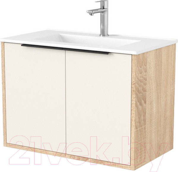 Изображение товара Тумба под умывальник Дабер 018 70 / Т18.7.0.18Ч (бежевый/дуб бардолино/ручка черная)