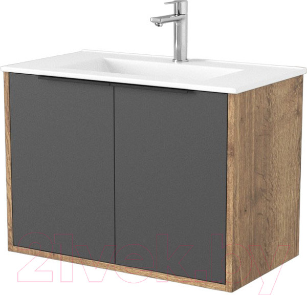 Изображение товара Тумба под умывальник Дабер 018 70 / Т18.7.0.22Ч (дуб галифакс/серый/ручка черная)